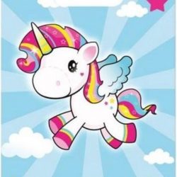 Uitdeelzakjes Unicorn 8 stuks 16.5 cm lang 23 cm hoog