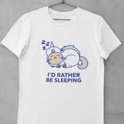 Unicorn Kat Shirt - I Rather be Sleeping - Liever slapen Eenhorn Cat Tee Dieren vriend | Schattig Cute Dier Leuk Grappig Crazy Cat Mom | Maat L