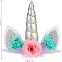Unicorn cake topper |zilver| Eenhoorn taart versiering | DM-products