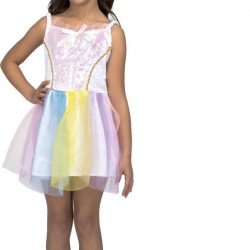 VIVING COSTUMES / JUINSA - Eenhoorn regenboog jurk voor meisjes - 98/116 (3-6 jaar) - Kinderkostuums