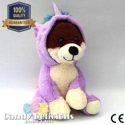 Wit Bruine Pluche Knuffel Hond Verkleed Als Unicorn 23cm