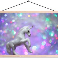 Wit eenhoorn ornament schoolplaat platte latten blank 60x40 cm - Foto print op textielposter (wanddecoratie woonkamer/slaapkamer)